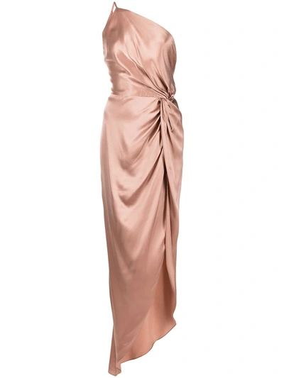 Shop Michelle Mason Twist-knot Silk Gown In Rosa