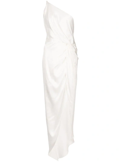Shop Michelle Mason Twist-knot Silk Gown In Weiss