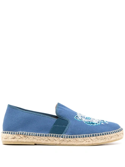 Shop Kenzo Embroidered-tiger Espadrilles In Blue ,multicolour