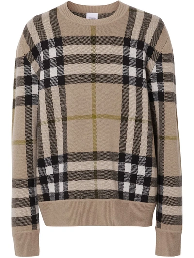 Shop Burberry Check-pattern Cashmere Jumper In Mixed Colours