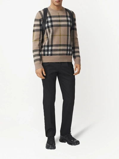 Shop Burberry Check-pattern Cashmere Jumper In Mixed Colours