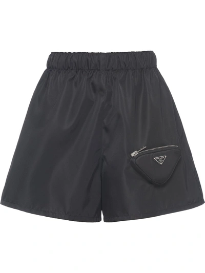Shop Prada Re-nylon Shorts With Pouch In Rosso