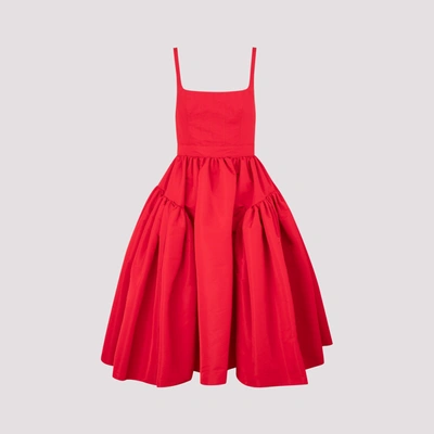 Shop Alexander Mcqueen Gathered Midi Dress In Red