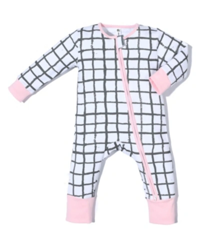Shop Earth Baby Outfitters Baby Girls 2 Way Zippy Grid Coverall In Pink