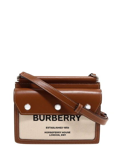 Shop Burberry Title Horseferry Print Mini Shoulder Bag In Brown