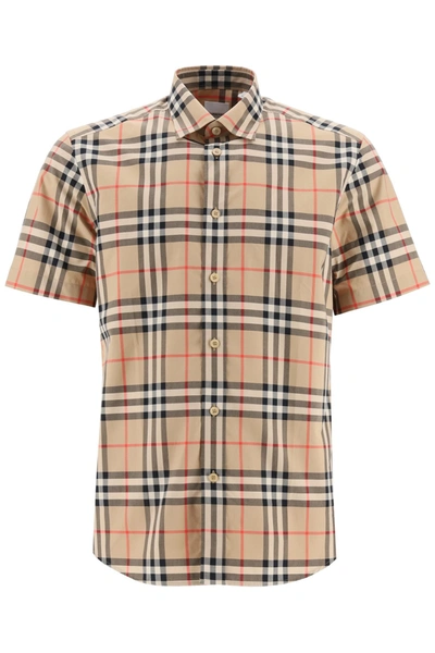 Shop Burberry Vintage Check Print Short Sleeve Shirt In Multi