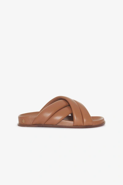 Shop Anine Bing Lizzie Slides In Cognac