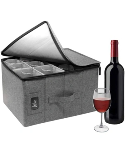 Shop Sorbus Wine Glasses Storage Box In Gray