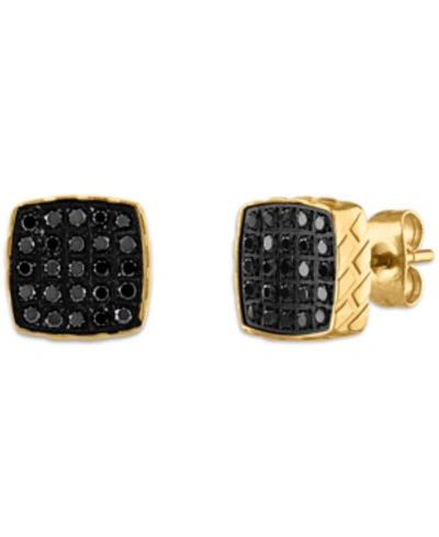 Shop Esquire Men's Jewelry Black Diamond Earrings (1/4 Ct. T.w.) In Stainless Steel, Created For Macy's (also In Gold-tone)