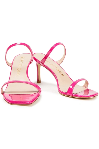 Shop Stuart Weitzman Aleena Patent-leather Mules In Fuchsia