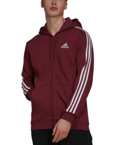 Shop Adidas Originals Adidas Men's Essentials Full-zip Hoodie In Victory Crimson/white