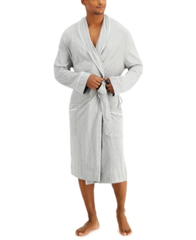 Shop Club Room Men's Tipped Robe, Created For Macy's In Grey Heather
