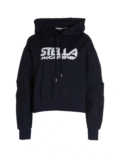 Shop Stella Mccartney Scuba Drawstring Hoodie In Navy