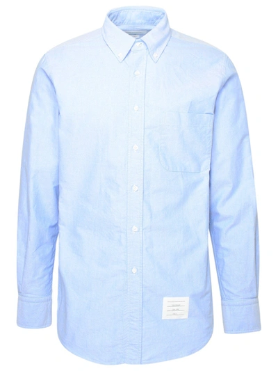 Shop Thom Browne Buttoned Oxford Shirt In Blue