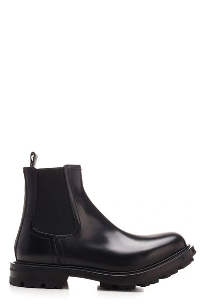 Shop Alexander Mcqueen Chunky Sole Ankle Boots In Black