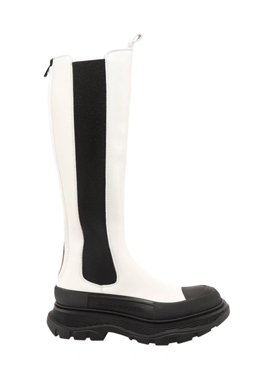 Shop Alexander Mcqueen Tread Slick Knee High Boots In White