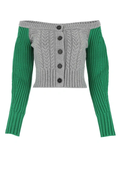 Shop Alexander Mcqueen Knitted Cropped Cardigan In Grey