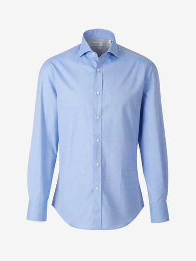 Shop Brunello Cucinelli Classic Collar Shirt In Blue