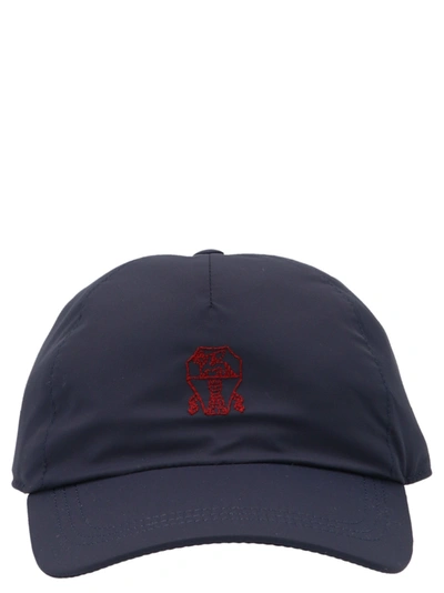 Shop Brunello Cucinelli Logo Embroidered Cap In Navy