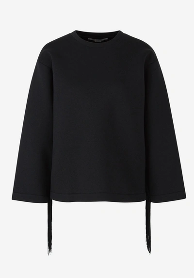 Shop Stella Mccartney Fringe Detailed Round Neck Sweatshirt In Black