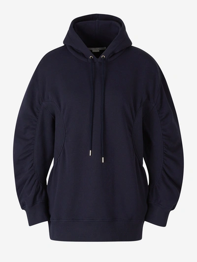 Shop Stella Mccartney Ribbed Hem Drawstring Hoodie In Navy