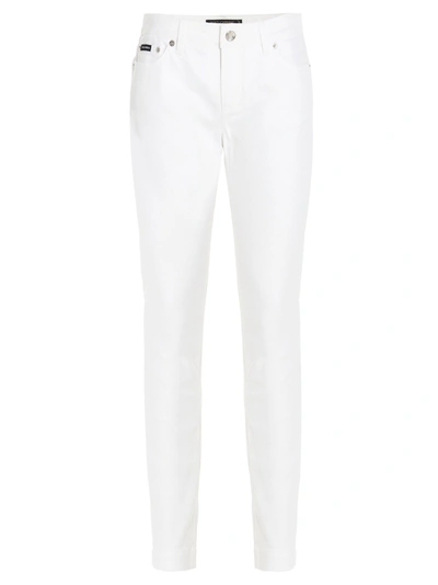 Shop Dolce & Gabbana High Rise Skinny Jeans In White