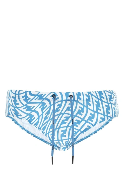 Shop Fendi Ff Vertigo Print Swimming Briefs In Blue
