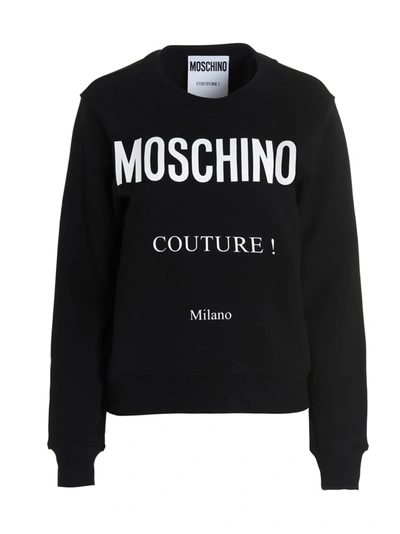 Shop Moschino Logo Printed Crewneck Sweatshirt In Black