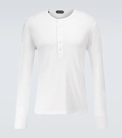 Shop Tom Ford Long-sleeved Henley T-shirt In White