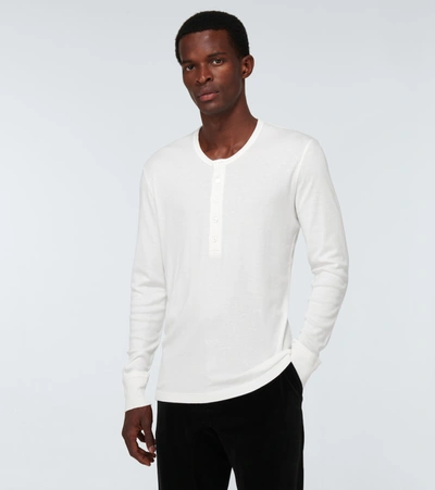 Shop Tom Ford Long-sleeved Henley T-shirt In White