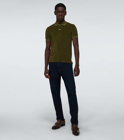 Shop Tom Ford Cotton Towelling Polo Shirt In Green