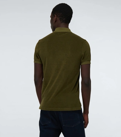 Shop Tom Ford Cotton Towelling Polo Shirt In Green