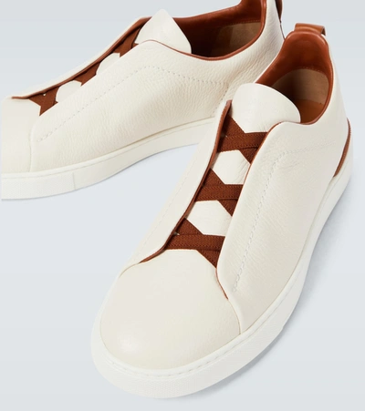 Ermenegildo Zegna Men's Triple Stitch Deerskin Low-top Sneakers In White