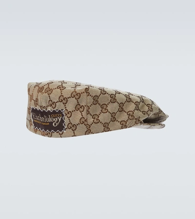 Shop Gucci Gg Cotton Drill Flat Cap In Brown