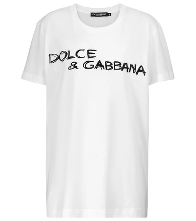 Shop Dolce & Gabbana Logo Cotton Jersey T-shirt In White