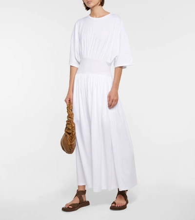 Shop Totême Cotton Jersey Maxi Dress In White