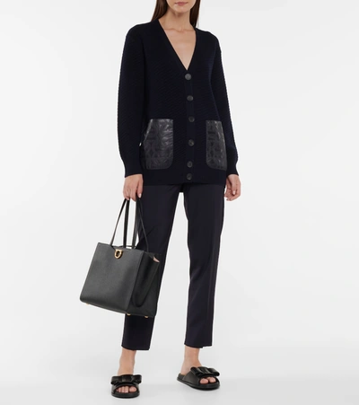 Shop Ferragamo Medium Leather Tote In Black