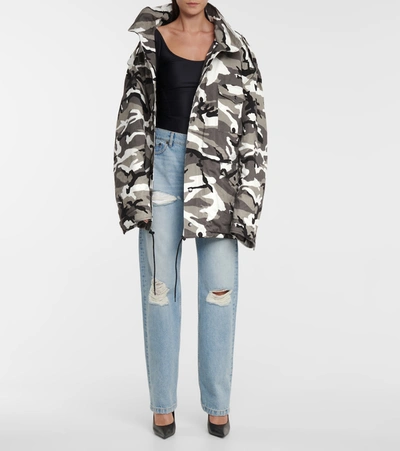 Shop Balenciaga Camouflage Jacket In Grey