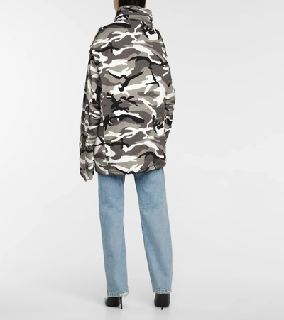 Shop Balenciaga Camouflage Jacket In Grey