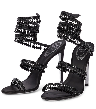 René Caovilla Womens Black Chandelier 105 Crystal-embellished Leather Heeled Courts Eur 36 / 3 Uk In Black