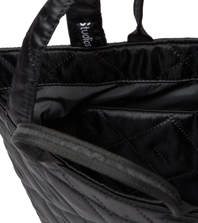 Shop Acne Studios Face Quilted Satin Tote In Black