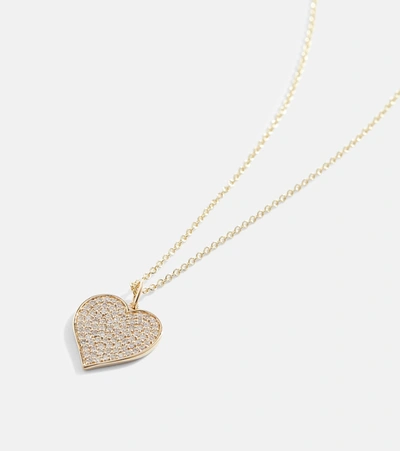Shop Sydney Evan 14kt Yellow Gold Heart Necklace With Diamonds