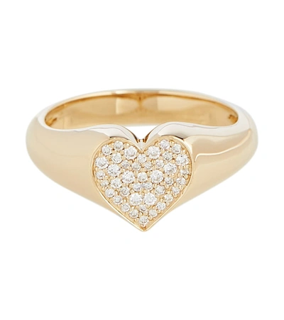 Shop Sydney Evan 14kt Yellow Gold Heart Ring With Diamonds