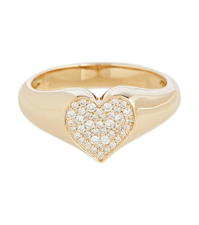Sydney Evan 14kt Yellow Gold Heart Ring With Diamonds In Gold