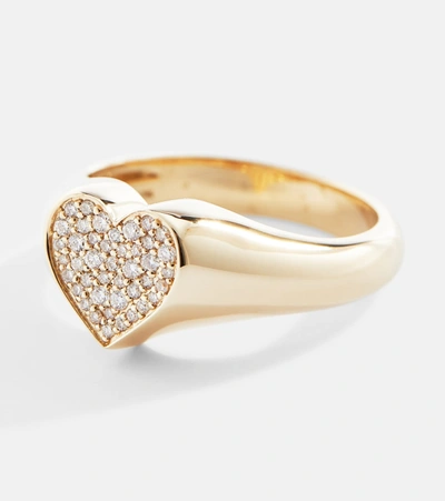 Sydney Evan 14kt Yellow Gold Heart Ring With Diamonds In Gold