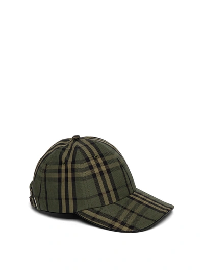 Shop Burberry Military Green Icon Check Cap