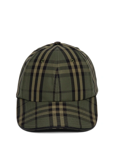 Shop Burberry Military Green Icon Check Cap