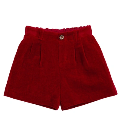 Shop Gucci Baby Velvet Shorts In Red