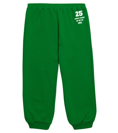 Shop Gucci Logo Cotton Sweatpants In Green
