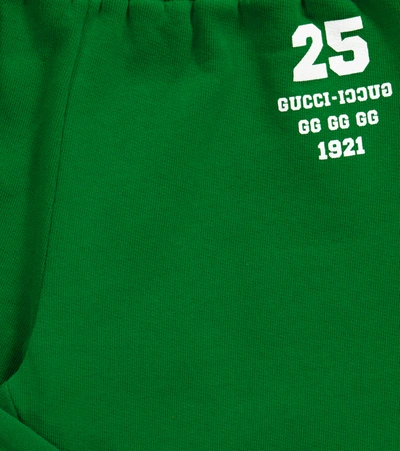 Shop Gucci Logo Cotton Sweatpants In Green